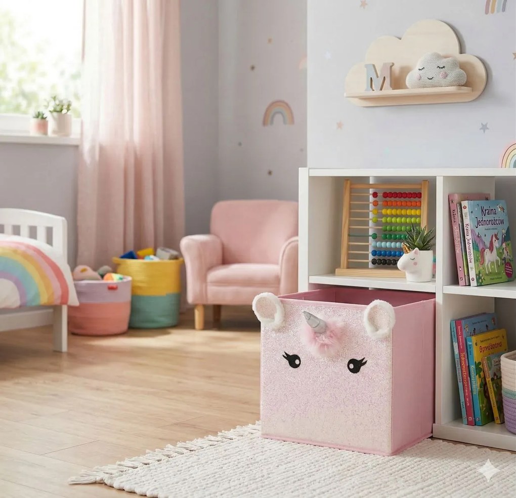 Úložný box Unicorn, 29x29x29 cm, ružová