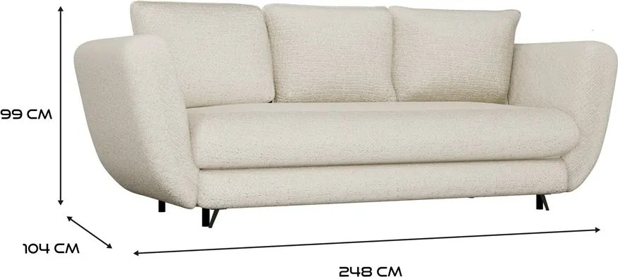 Třímístná rozkládací pohovka Saris 248 cm béžová/černá