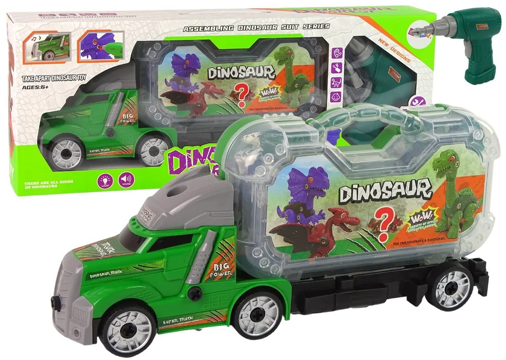 Lean Toys Súprava kamiónu s Dinosaurami - kufrík