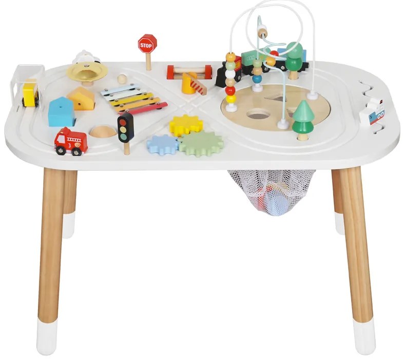 Drevený multifunkčný stôl - ihrisko, činely, autodráha Jokomisiada ZA5266