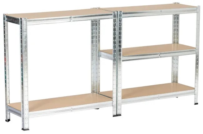 Set 2 kovových regálov 70x30x154 cm strieborný