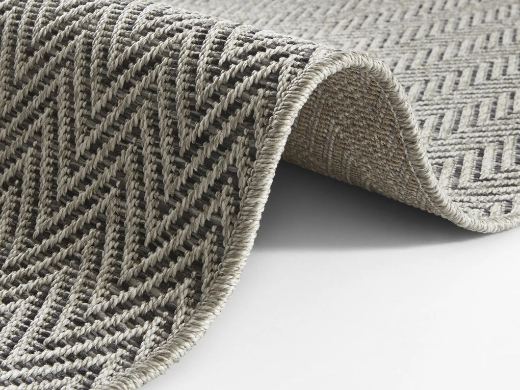 BT Carpet, Behúň Nature 104269 Grey / Anthracite – na von aj na doma, 80x250, šedá, chodba / predsieň