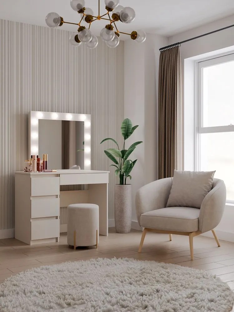 Toaletný stolík Micras 2 (kašmír) (L) (so zrkadlom) (s LED osvetlením). Akcia -20%. Vlastná spoľahlivá doprava až k Vám domov. 1132479