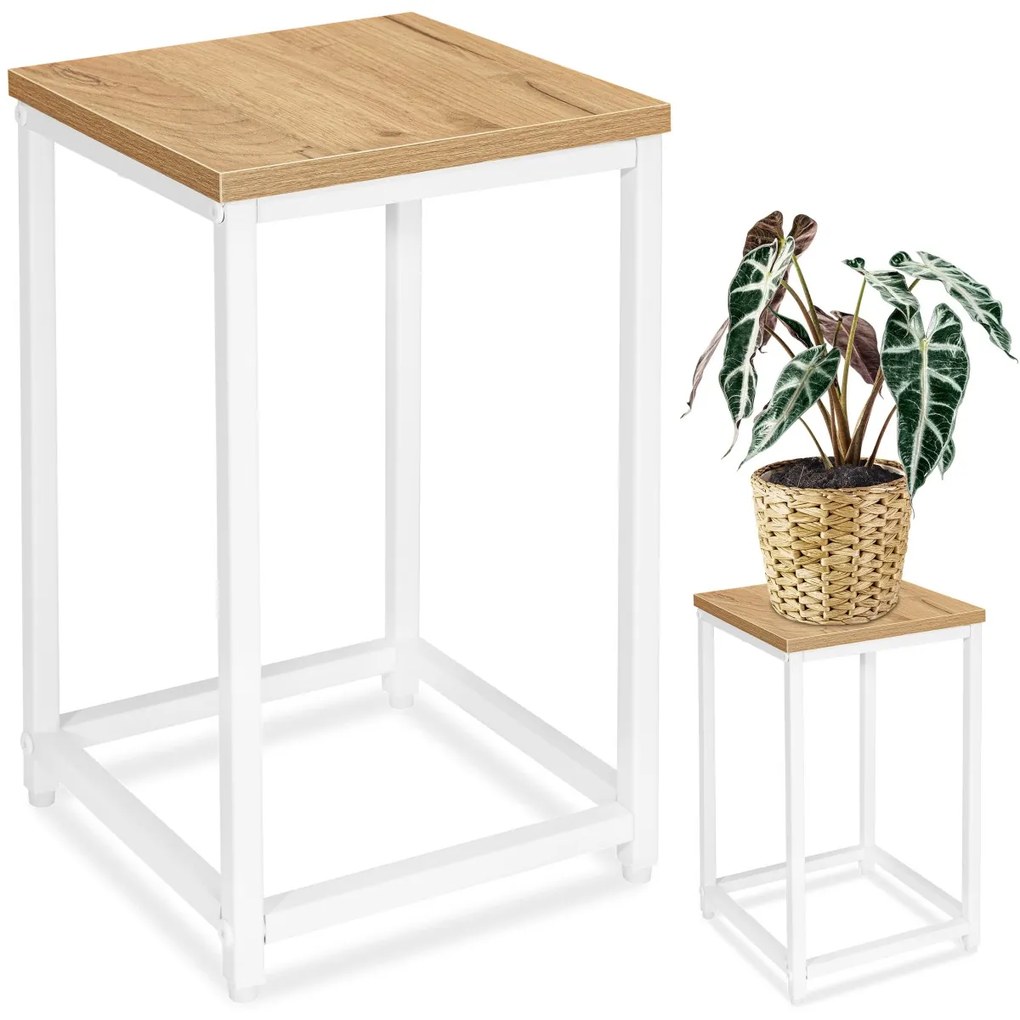 Květinový stojan Loft Arben 40 cm bílý/dub Craft