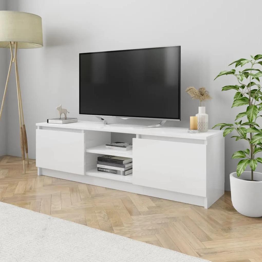 vidaXL TV skrinka, lesklá biela 120x30x35,5 cm, drevotrieska