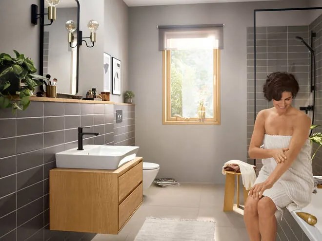 Hansgrohe Rebris E, umývadlová batéria 110 s odtokovou súpravou s tiahlom, čierna matná, HAN-72557670