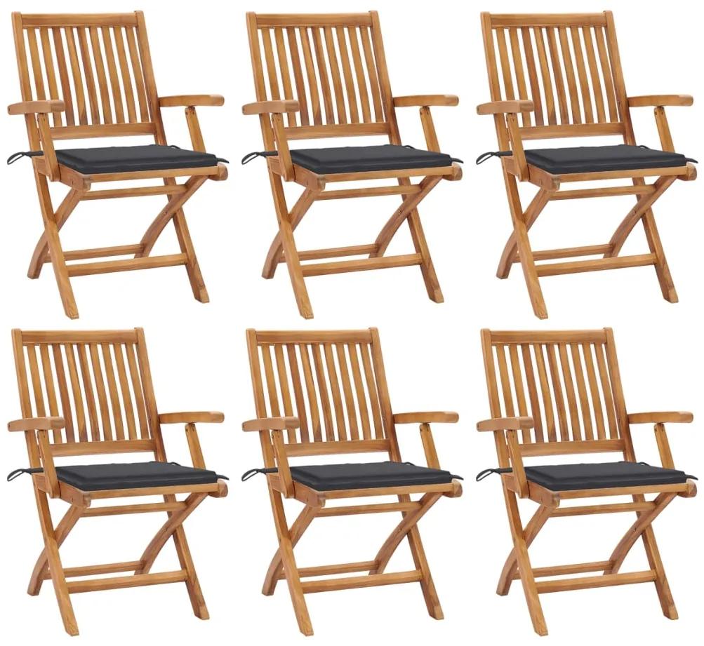 Skladacie záhradné stoličky s podložkami 6 ks tíkový masív 3072750