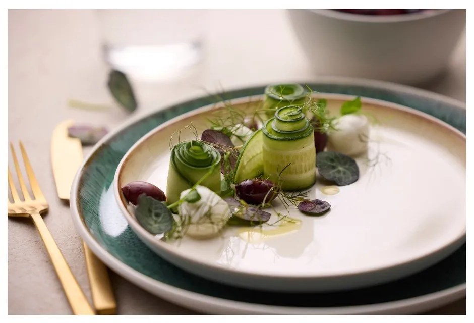 Biely/zelený tanier z kameniny ø 27 cm Gastro White/Green – Bitz