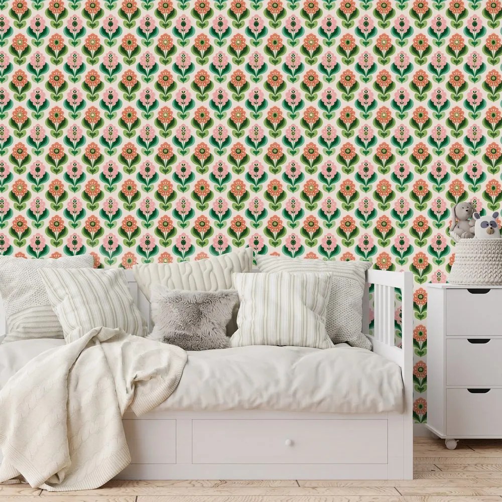 Samolepiaca tapeta retro kvetinový vzor v pastelových tónoch