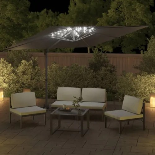 vidaXL LED konzolový dáždnik antracitový 400x300 cm-