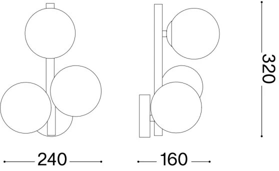 Ideal Lux - LED Nástenné svietidlo PERLAGE 3xG9/3W/230V čierna/dymová