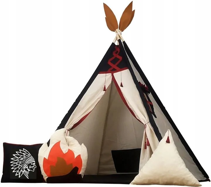 Detský stan TEEPEE (TÝPIE) INDIÁN s doplnkami - béžový