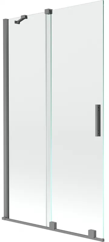 Mexen Velar, 2-krídlová posuvná vaňová zástena 100 x 150 cm, 8mm číre sklo, brúsený grafit, 896-100-000-01-95