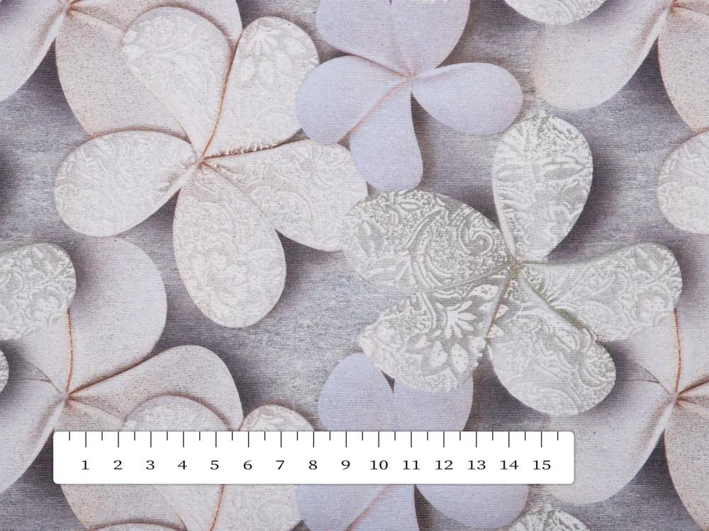 Biante Dekoračný oválny obrus PML-032 Designové kvety na sivom 100x140 cm
