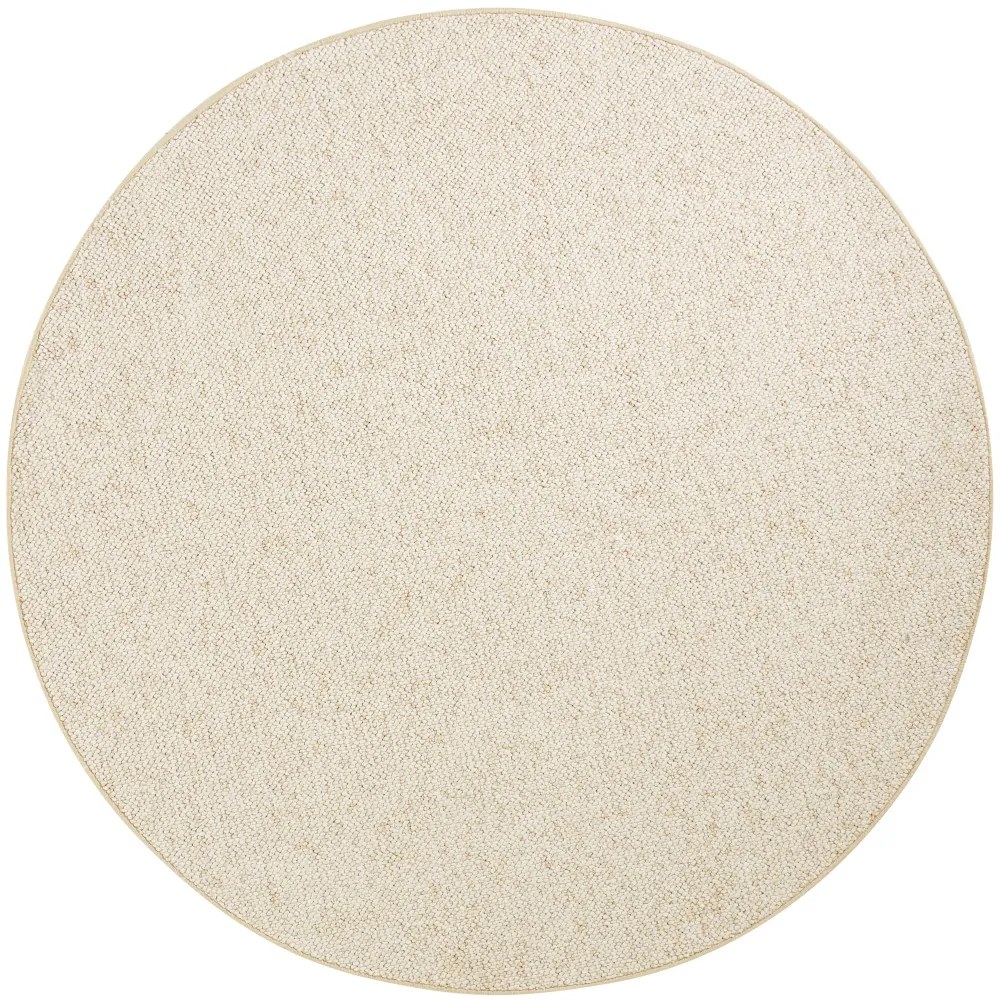 BT Carpet, Kusový koberec Wolly 102843 kruh, 200x200 (priemer) kruh, biela, obývacia izba
