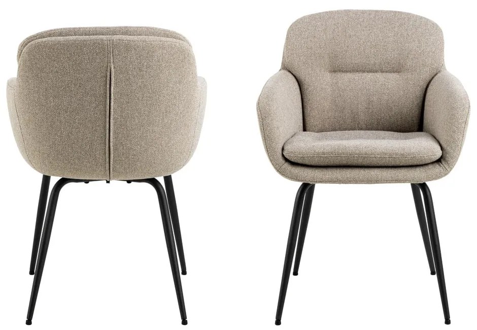 Béžové čalúnené jedálenské kreslo s podrúčkami Dora – Actona