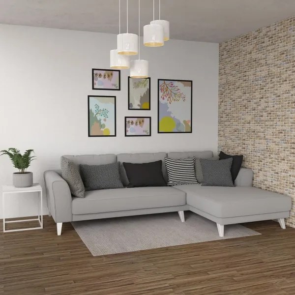 Luster na lanku LOFT SHADE 5xE27/60W/230V biela/zlatá