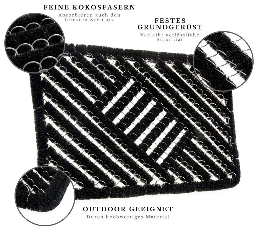 Rohožka z kokosového vlákna 40x60 cm Coco Black – Hanse Home