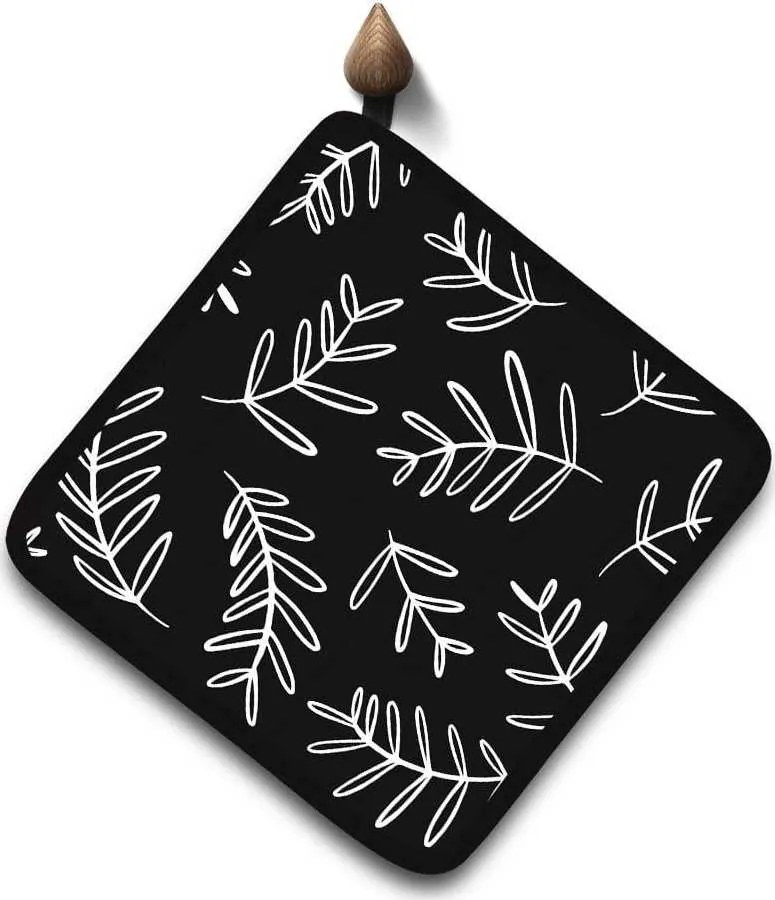 Kuchynská podložka NATURE 20x20 cm - Vetvičky - čierna