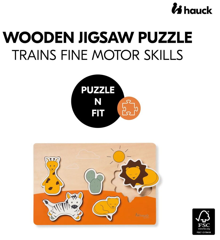 Hauck Puzzle drevené vkladacie Puzzle N Fit Safari