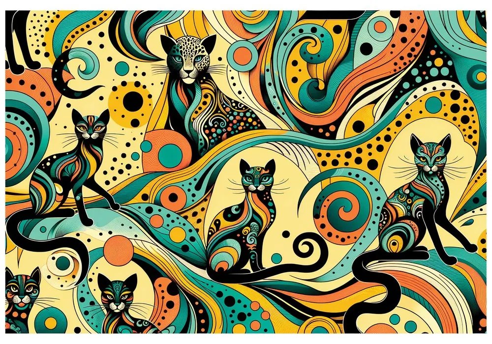 Fototapeta farebné abstraktné mačky