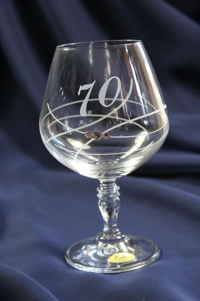 Výročný pohár na 70.narodeniny BRANDY so swarovski kryštálmi (380 ml)