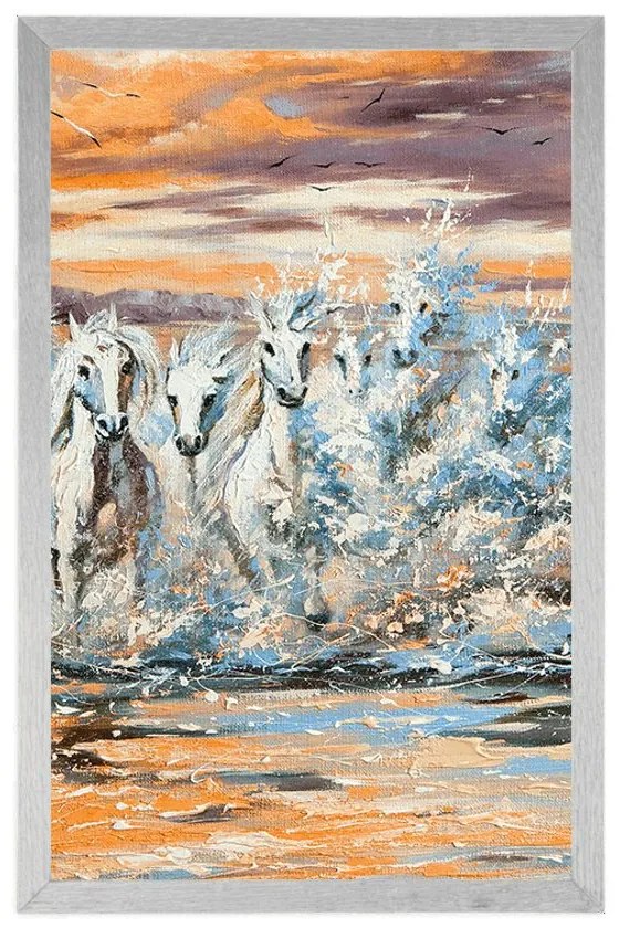 Plagát kone tvorené vodou - 30x45 silver