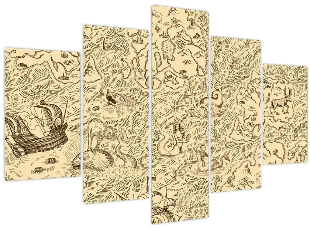 Obraz - Vintage mapa, ilustrácie (150x105 cm)