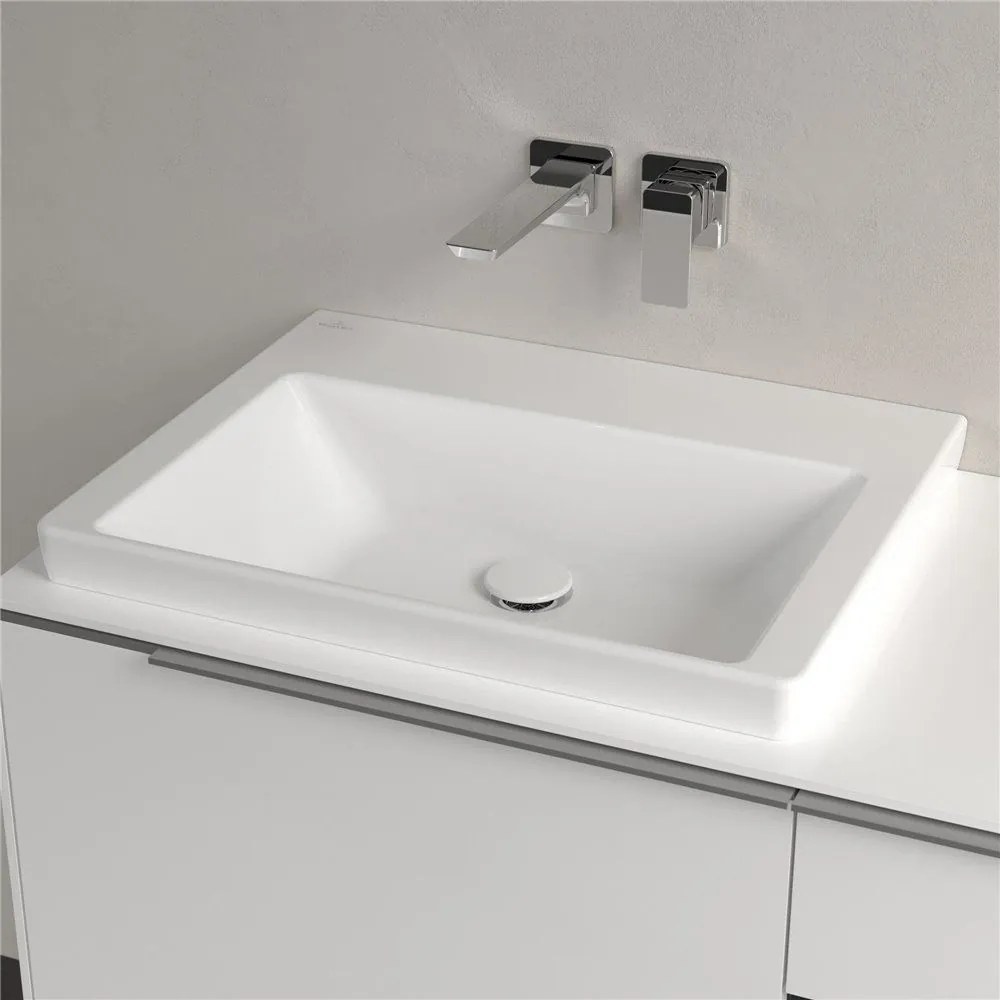 VILLEROY & BOCH Subway 3.0 umývadlo na skrinku bez otvoru, bez prepadu, spodná strana brúsená, 600 x 470 mm, biela alpská, 4A706F01