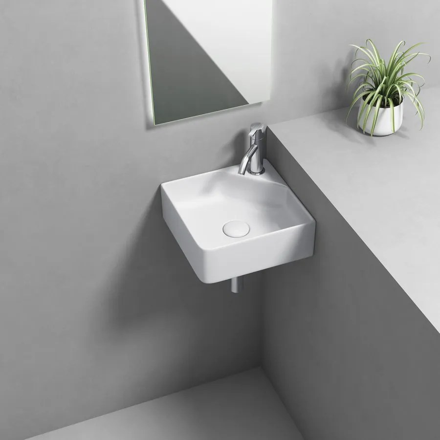 Aqualine Aqualine, NEXA keramické umývadlo rohové 30x30cm, biela, NP436