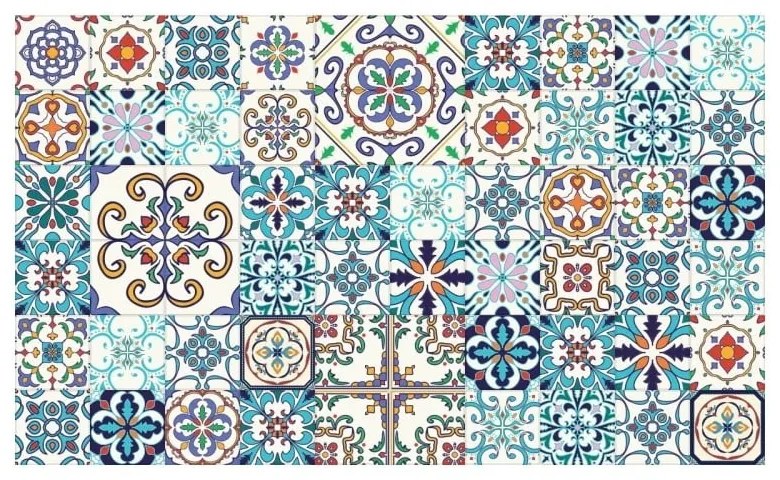 Sada 60 nástenných samolepiek Ambiance Tiles Azulejos Antibes, 10 × 10 cm