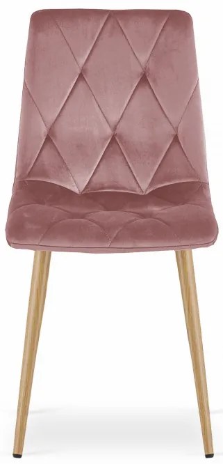 Set dvoch jedálenských stoličiek LIBRA zamatové ružové / drevené nohy (2 ks)