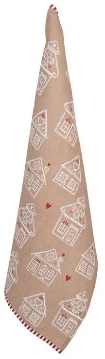 Hnedá utierka s perníkovými chalúpkami Gingerbread Bliss - 50*70 cm