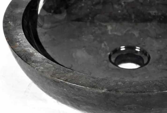 DIVERO kamenné umývadlo - čierny leštený mramor