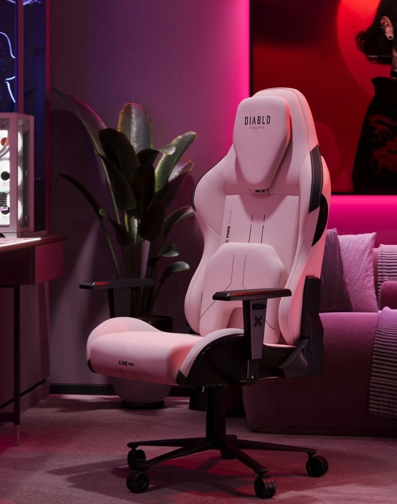 Herná stolička s chladiacim sedadlom ružová Diablo X-One Prime Akira Pink