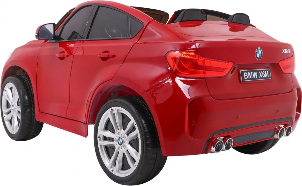 Ramiz Elektrické autíčko BMW X6M XXL pre 2 deti lakované červené SUV + diaľkové ovládanie + ekokoža