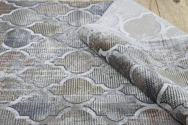 Moderný koberec LUCE 75 vzor Marocký ďatelina vintage - Štrukturálny sivá / horčica Veľkosť: 173x270 cm