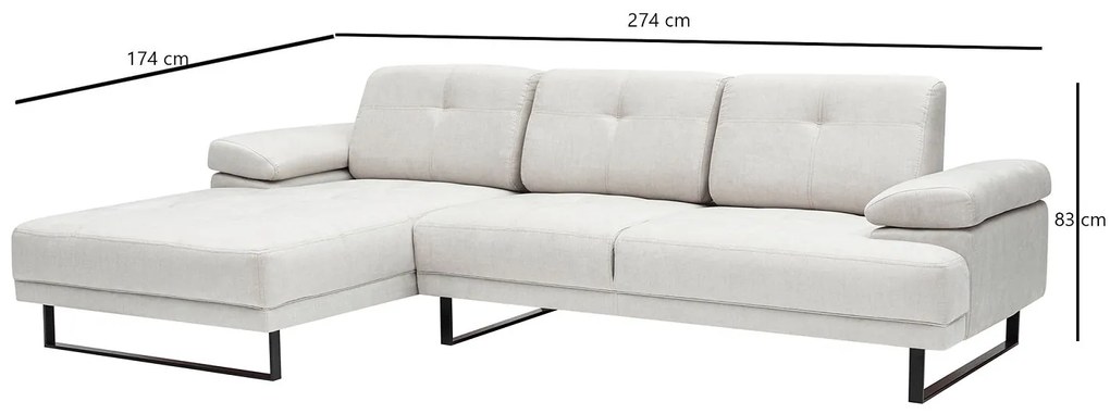 Dizajnová rohová sedačka Vatusia 274 cm béžová - ľavá