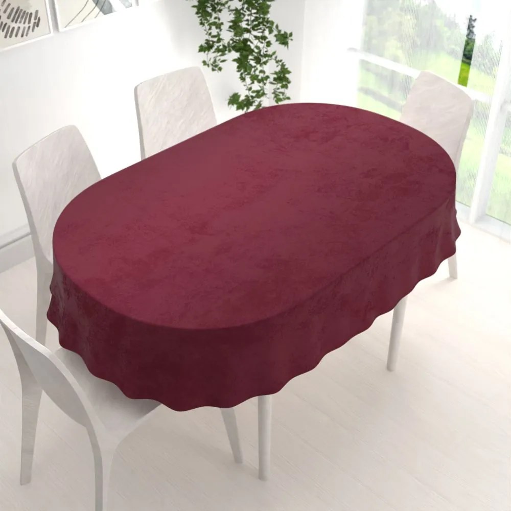 Biante Veľký zamatový oválny obrus Velvet Premium SVP-010 Tmavo vínový 260x320 cm