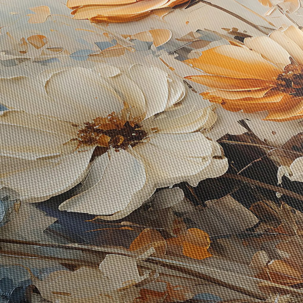 Obraz - Kytica, maľba (s hodinami) (90x30 cm)