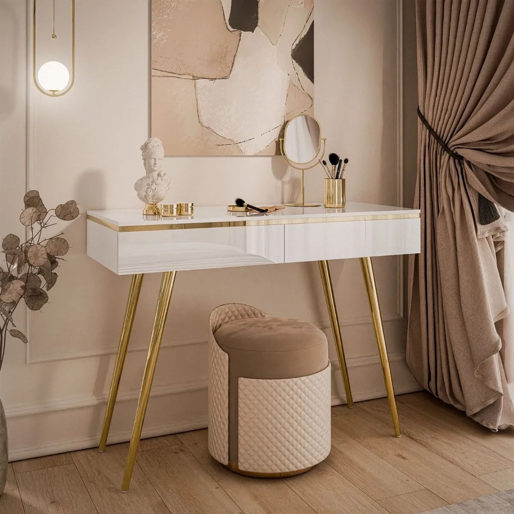 KONZOLA NESSIE BIELY LESK + ZLATÉ NOHY 102 cm