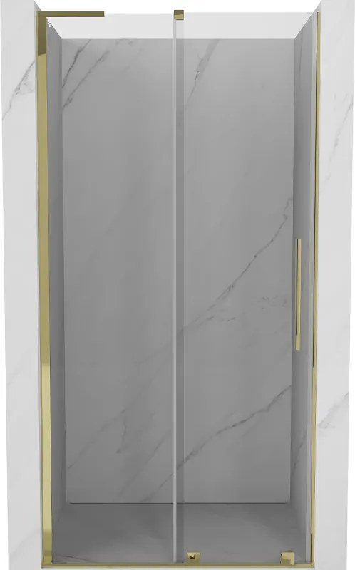 Mexen Velar L, posuvné sprchové dvere do otvoru 90 cm, 8mm číre sklo, zlatá lesklá, 871-090-003-01-50