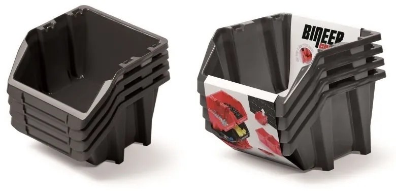 Kistenberg Set úložných boxov 4ks BINEER SHORT SET 272x238x236 čierny