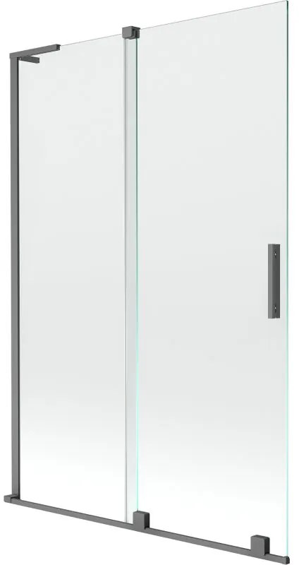 Mexen Velar L, 2-krídlová posuvná vaňová zástena 120 x 150 cm, 8mm číre sklo, grafitová matná, 896-120-003-01-95