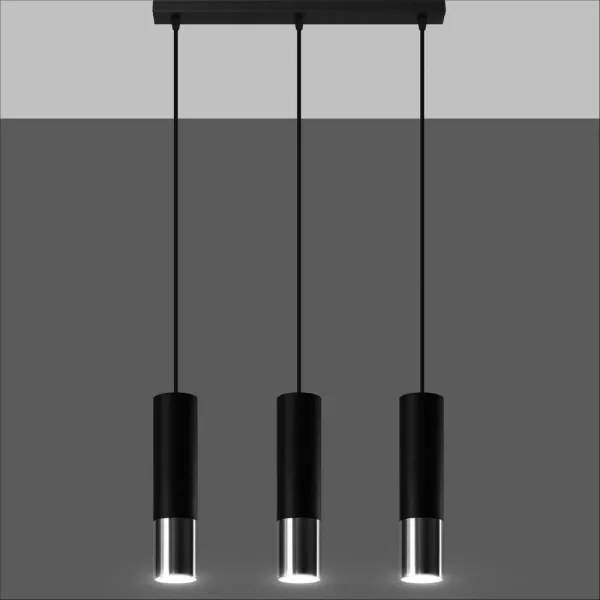 Sollux SL.0942 - Luster na lanku LOOPEZ 3xGU10/10W/230V čierna/chróm