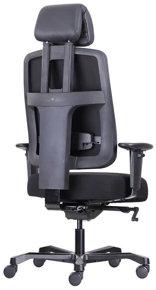 Záťažová ergonomická stolička BOSTON 24/7 — látka, čierna, nosnosť 200 kg
