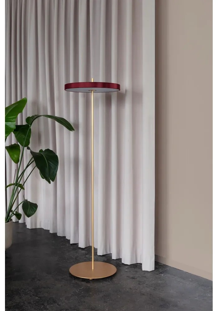 Červená LED stojacia lampa so stmievačom s kovovým tienidlom (výška 151 cm) Asteria Floor – UMAGE