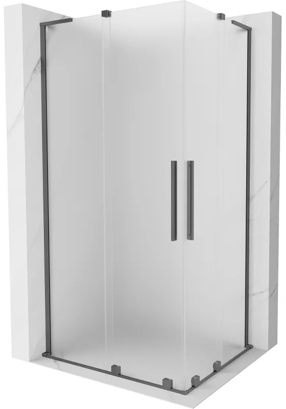 Mexen Velar L Duo, sprchový kút s posuvnými dverami 90 x 80 cm, 8mm sklo námraza, brúsený grafit, 871-090-080-02-33-95