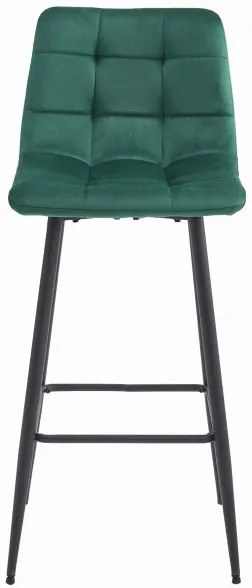 Set troch barových stoličiek ARCETO zamatové tmavozelené (čierne nohy) 3 ks