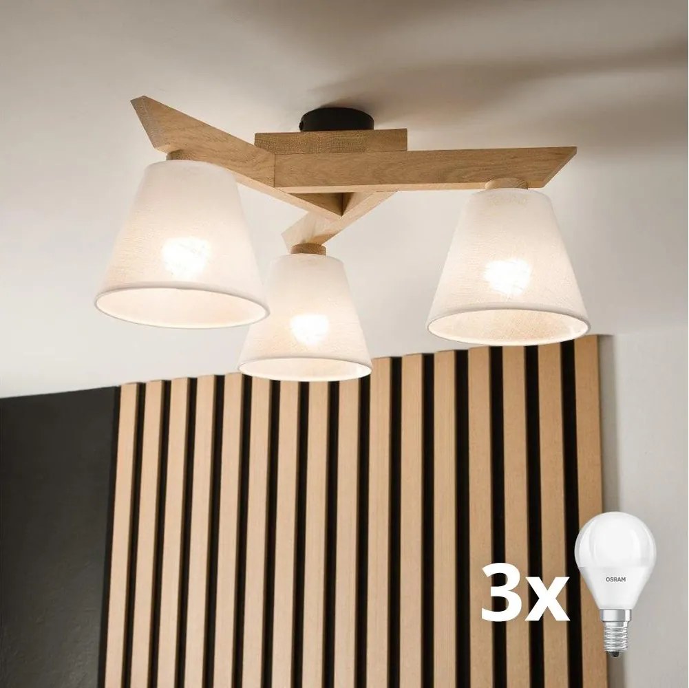 Brilagi - LED  Prisadený luster ANTHONY 3xE14/40W/230V dub/biela